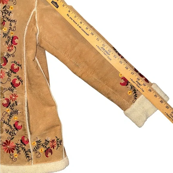 St. John's Bay Vintage Penny Lane coat, suede, tan, Embroidered Boho Jacket - Picture 8 of 12